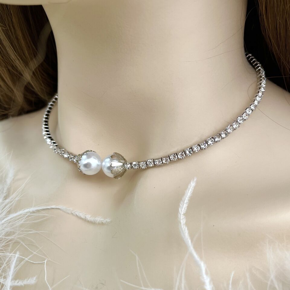 Özel Seri Zirkon Taş Sıralı Choker Kolye