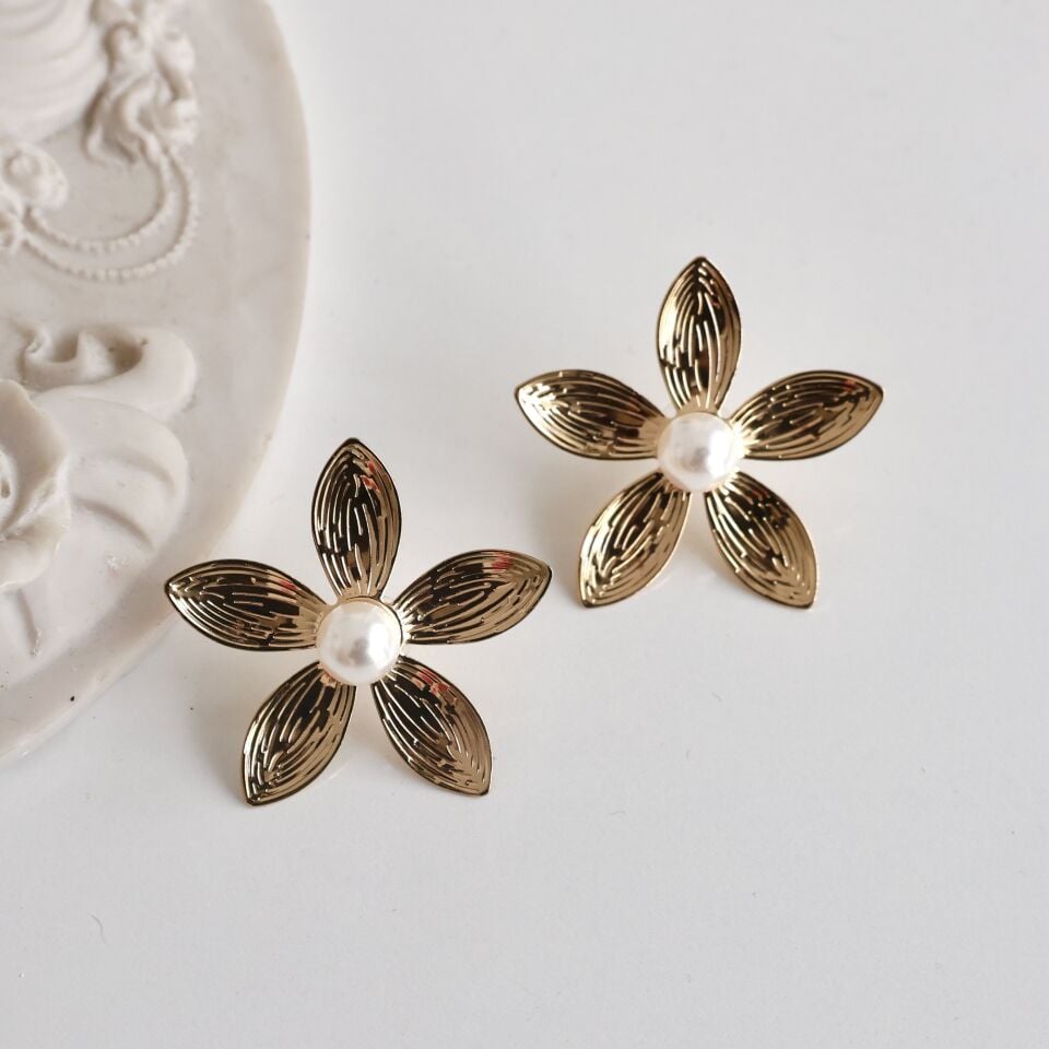 İthal Çiçek Plaka Küpe