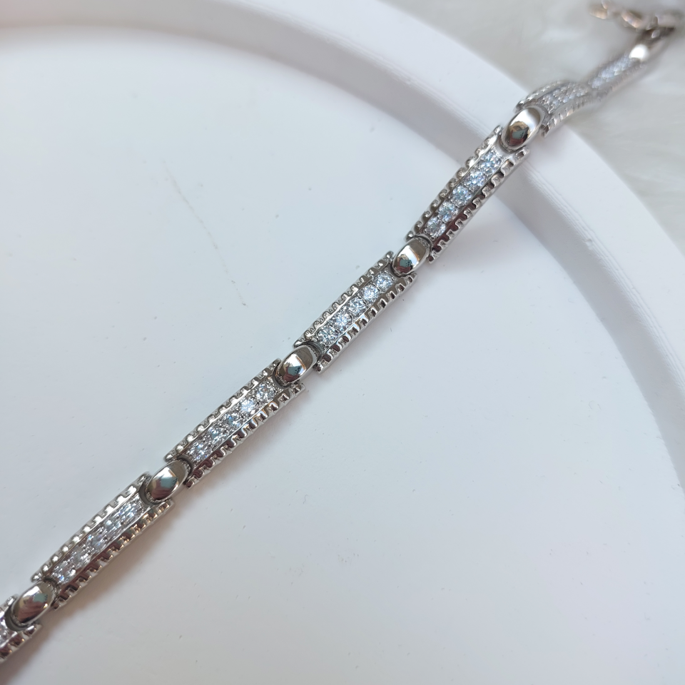 Çelik Zirkon Taşlı Bileklik