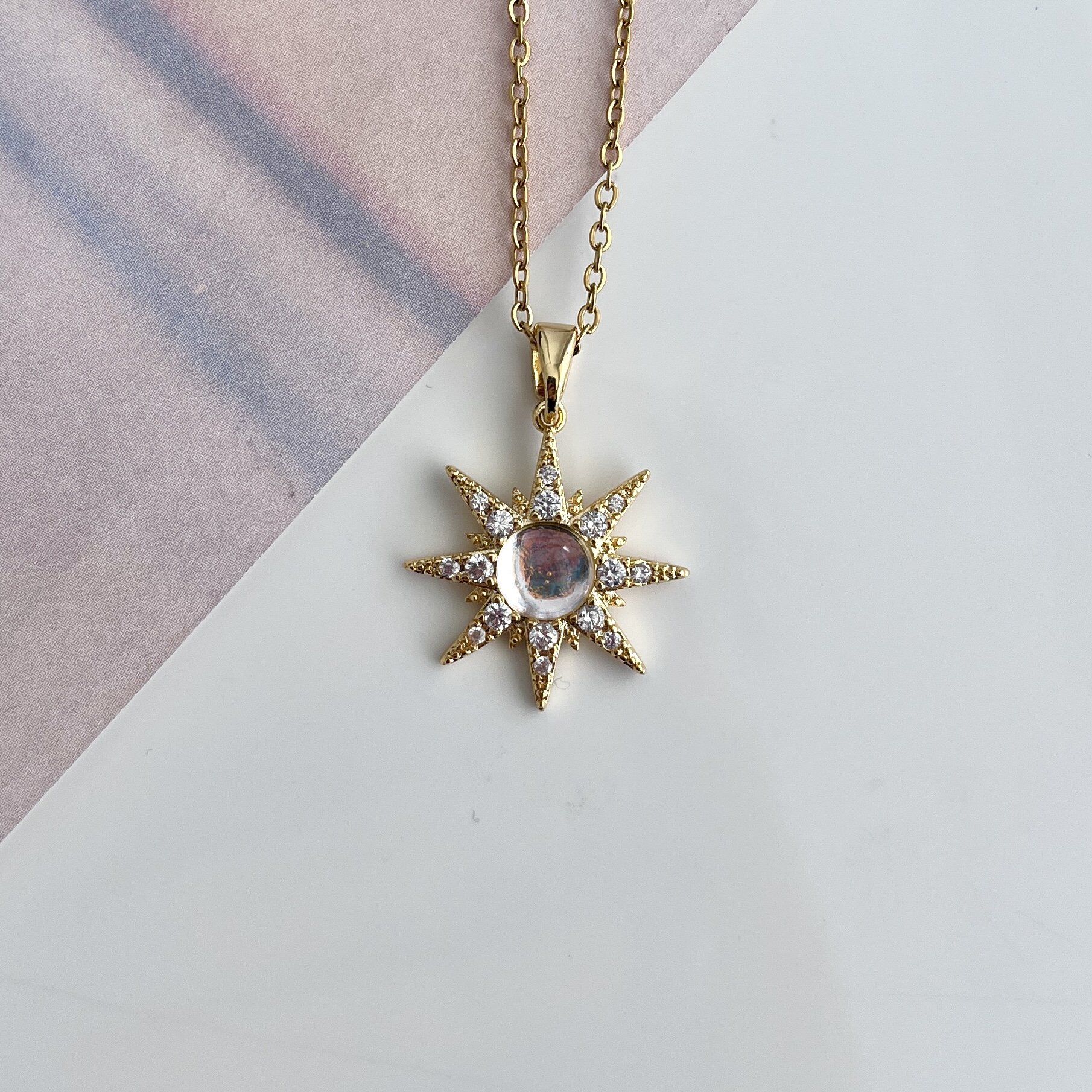 Çelik Taşlı Yıldız Kolye