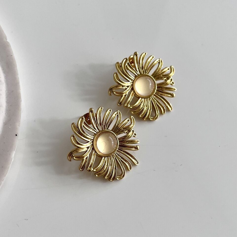 Çelik Kedi Gözü Küpe