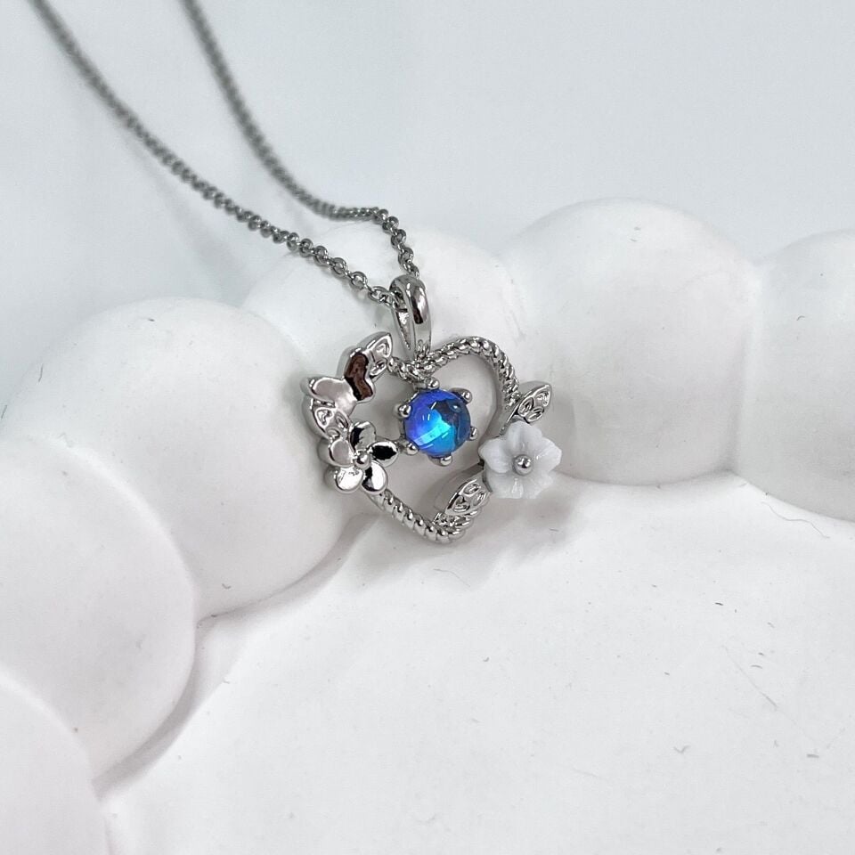 Çelik Taşlı Kalp Kolye