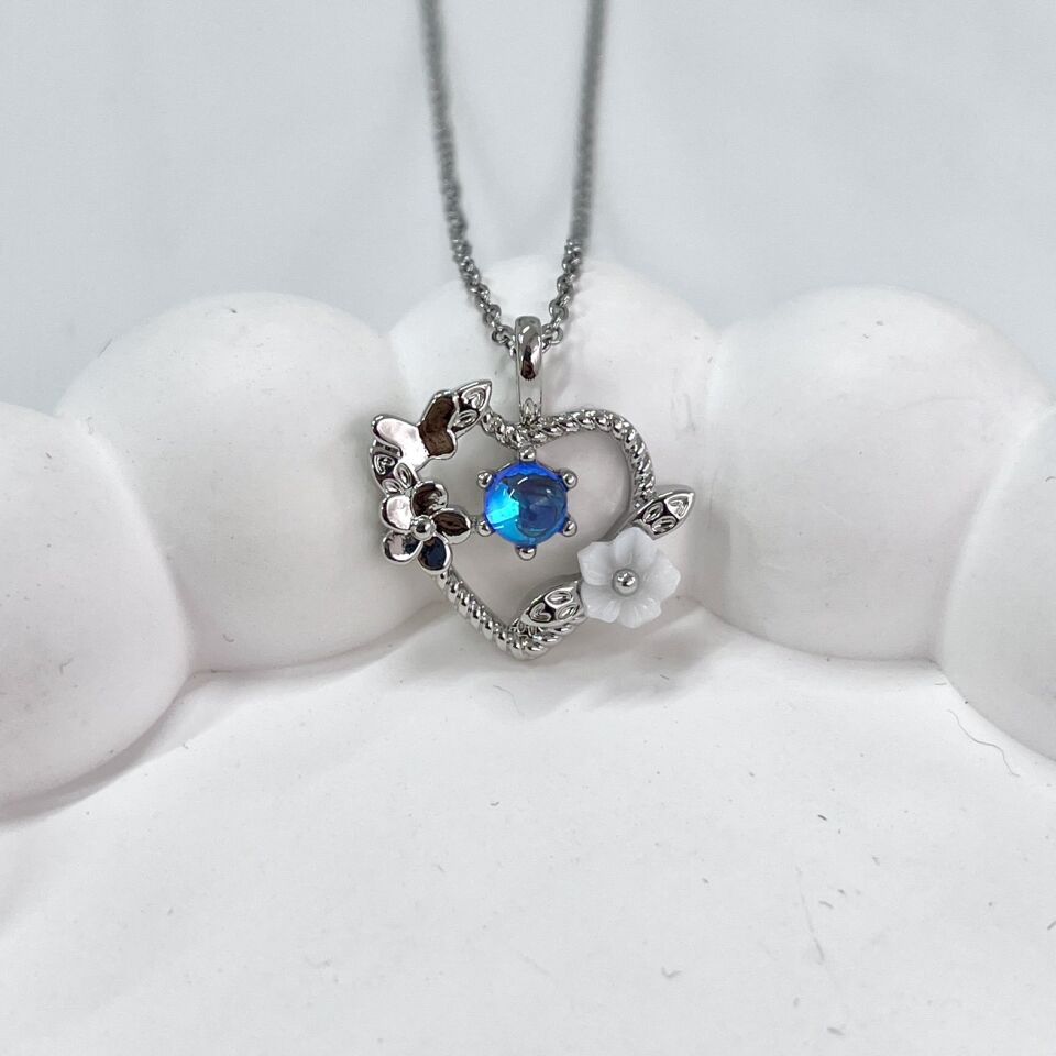 Çelik Taşlı Kalp Kolye
