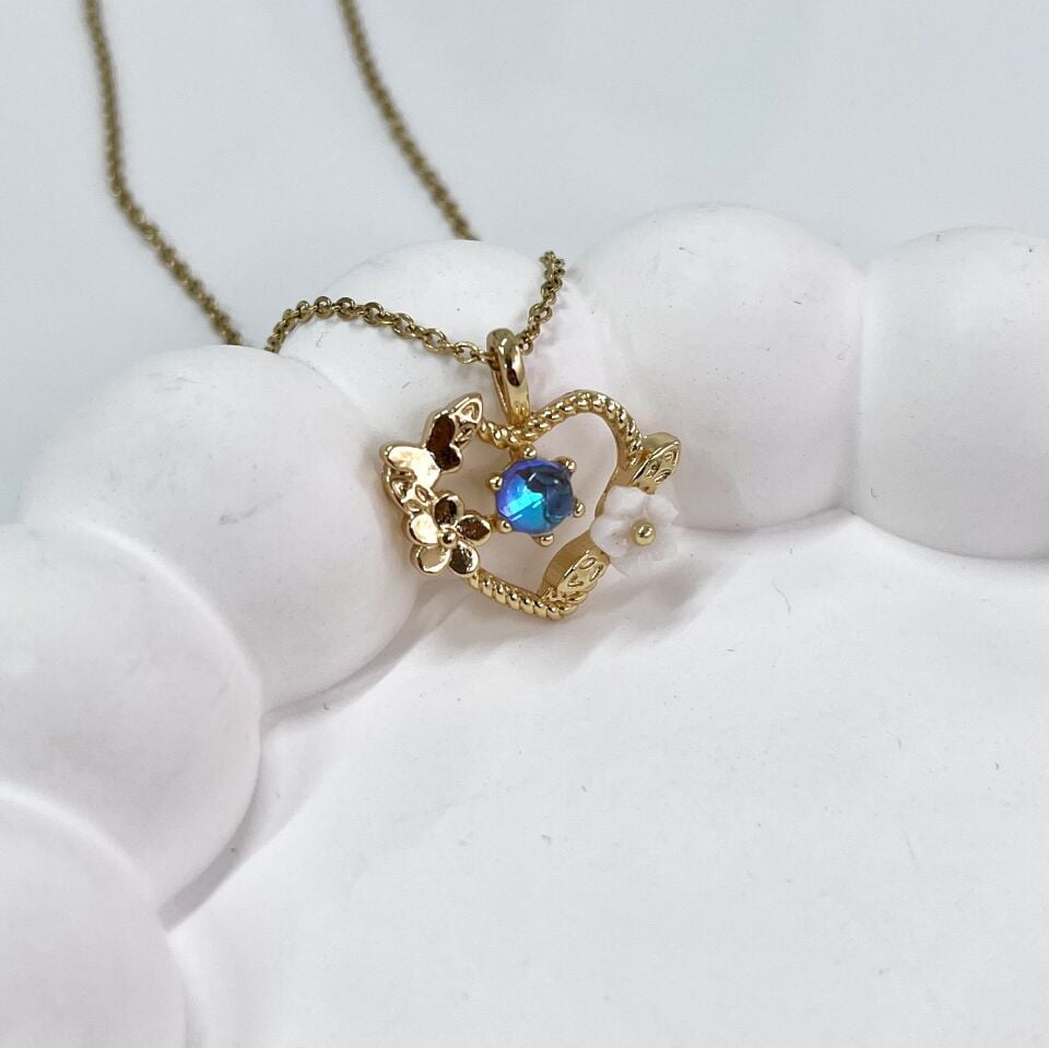 Çelik Taşlı Kalp Kolye