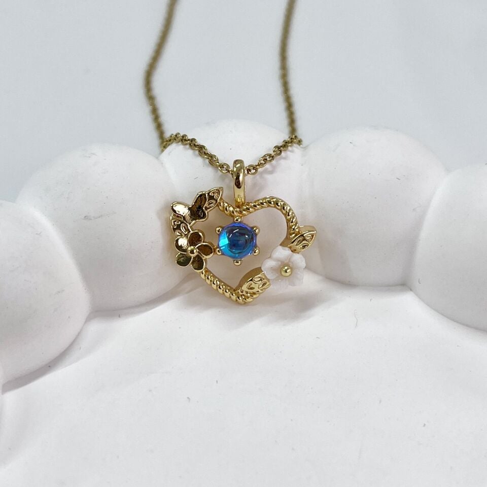 Çelik Taşlı Kalp Kolye