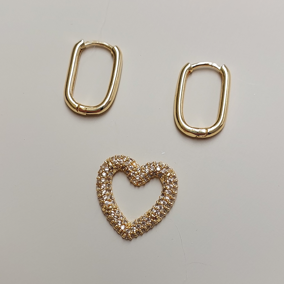 Özel Seri Zirkon Taşlı Kalp Küpe