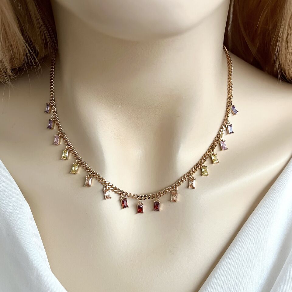 Xuping VIP Renkli Taşlı Kolye