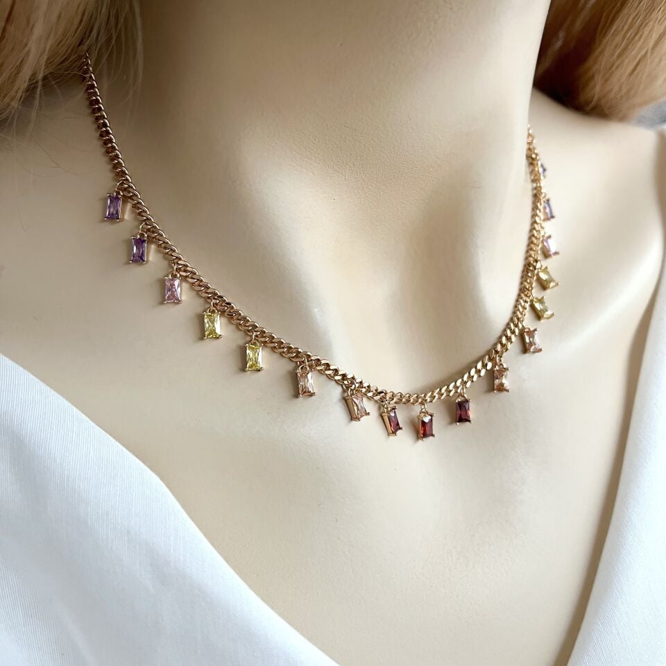 Xuping VIP Renkli Taşlı Kolye