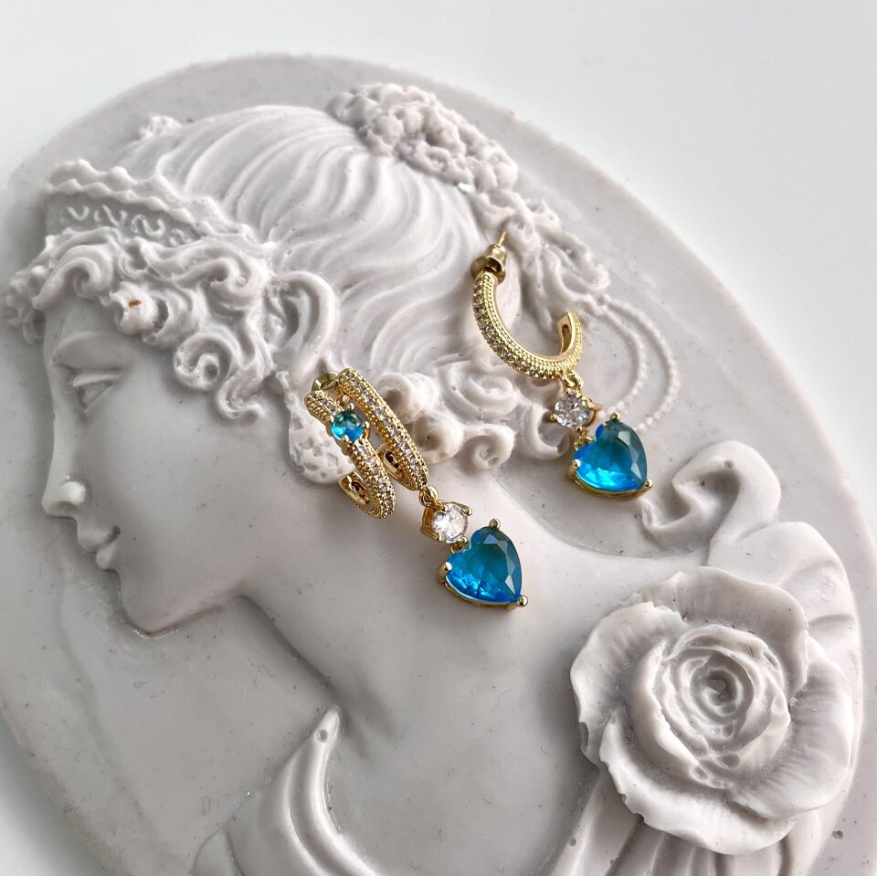 Xuping Mavi Kalp Küpe