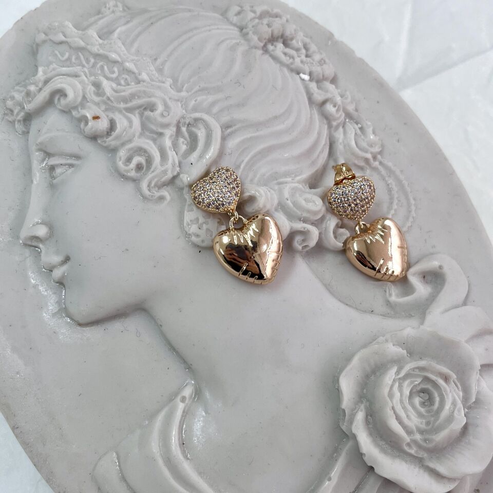 Xuping Zirkon Taşlı Kalp Küpe