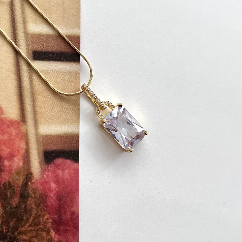 Çelik Zirkon Taş Kolye