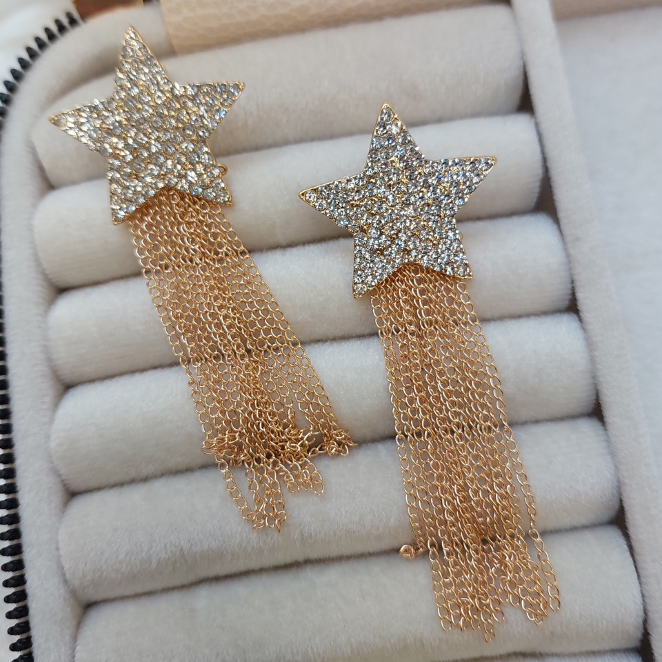 Taşlı Yıldız Küpe