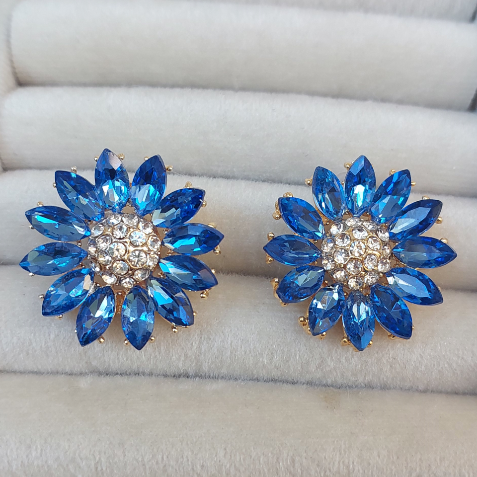 Mavi Kristal Taş Küpe