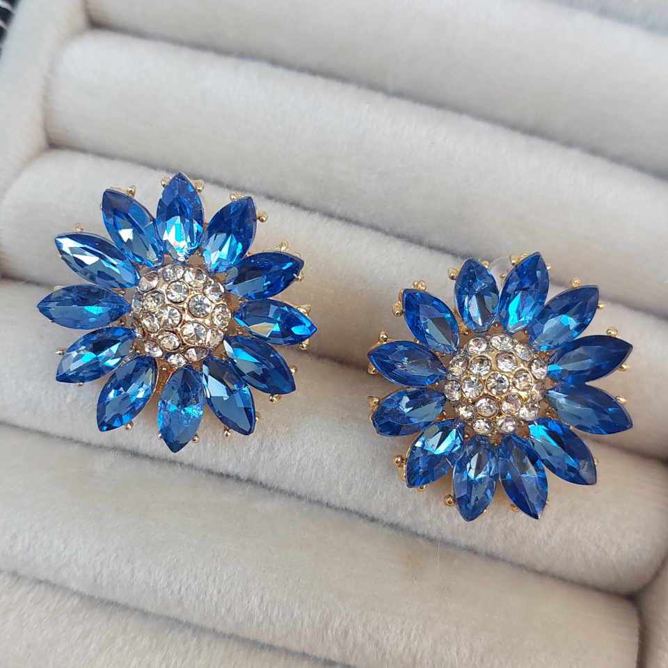 Mavi Kristal Taş Küpe