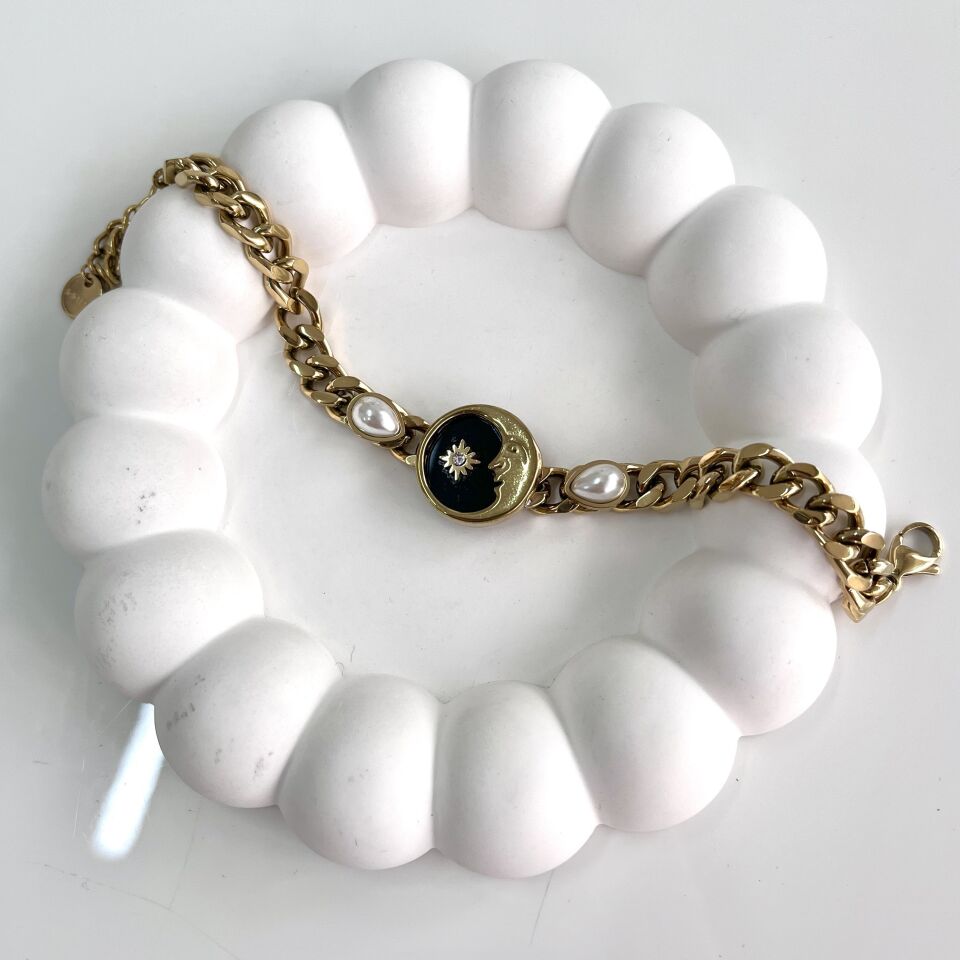 Çelik Ay Desenli Bileklik