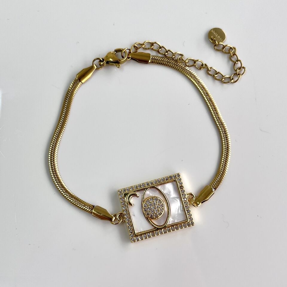 Çelik Sedef Taşı Satürn Bileklik