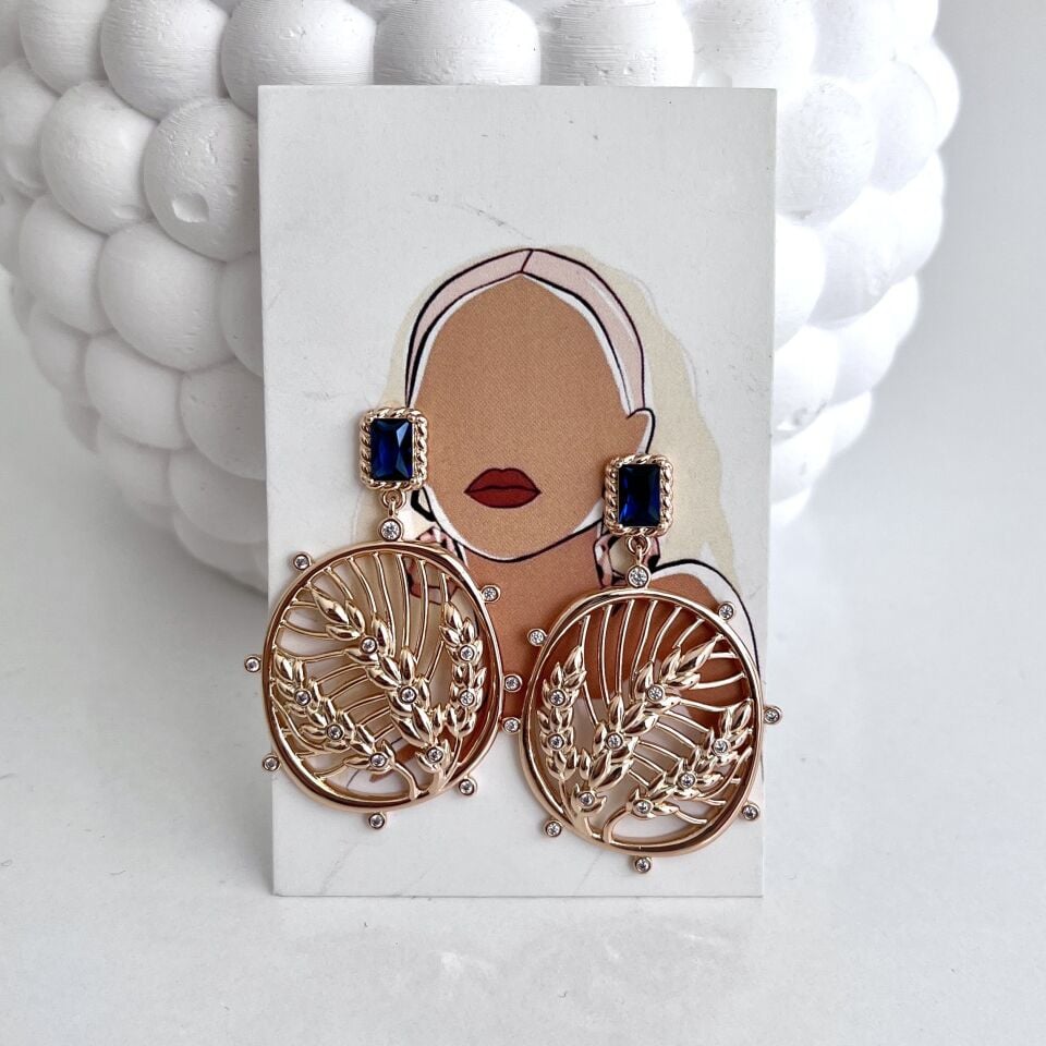 Xuping Lacivert Taşlı Küpe