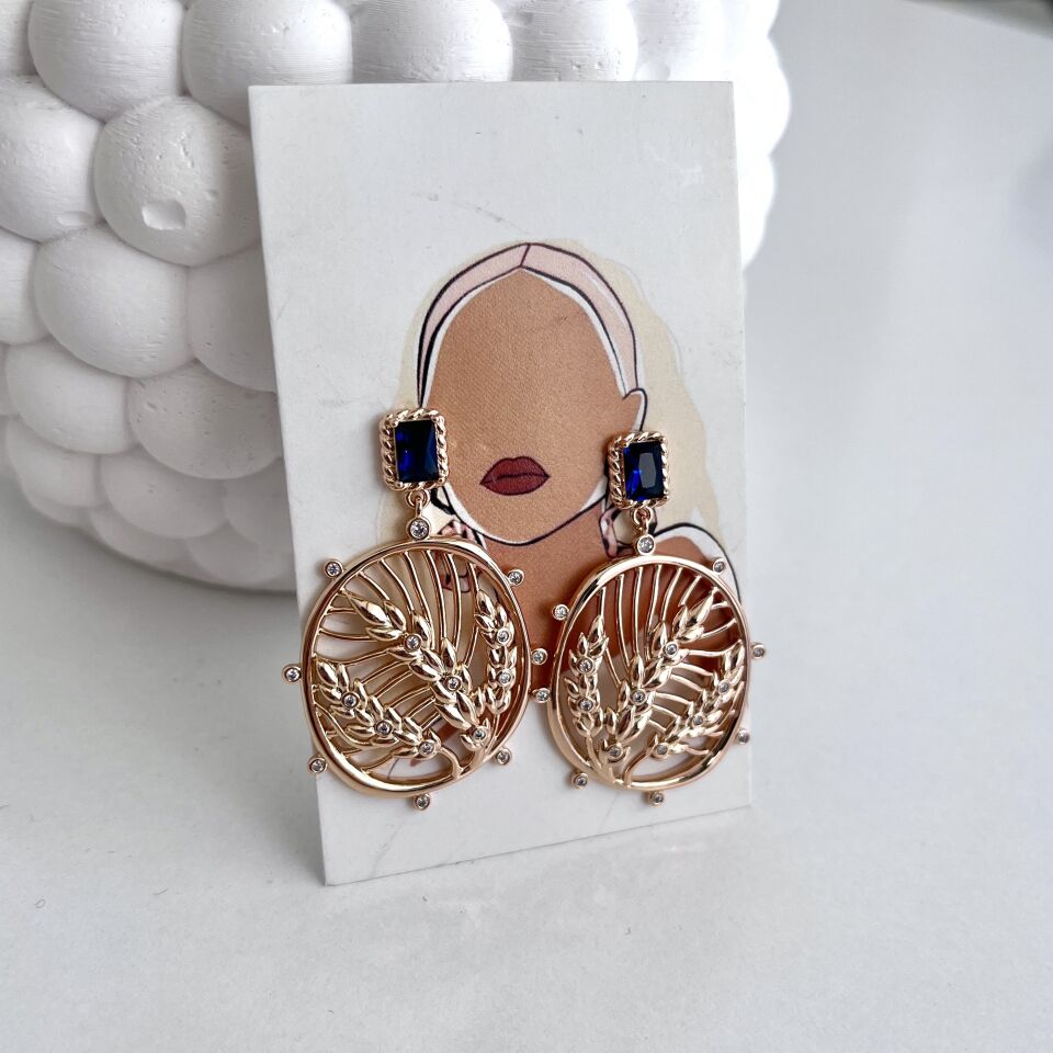 Xuping Lacivert Taşlı Küpe