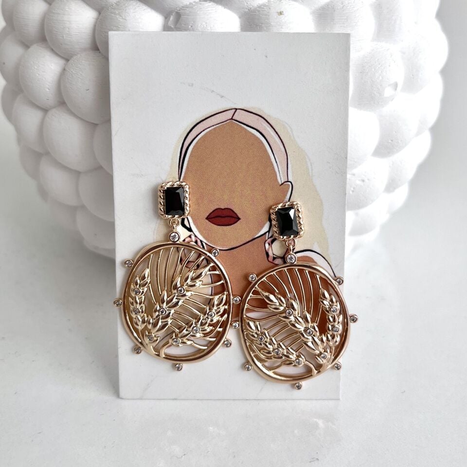 Xuping Siyah Taşlı Küpe