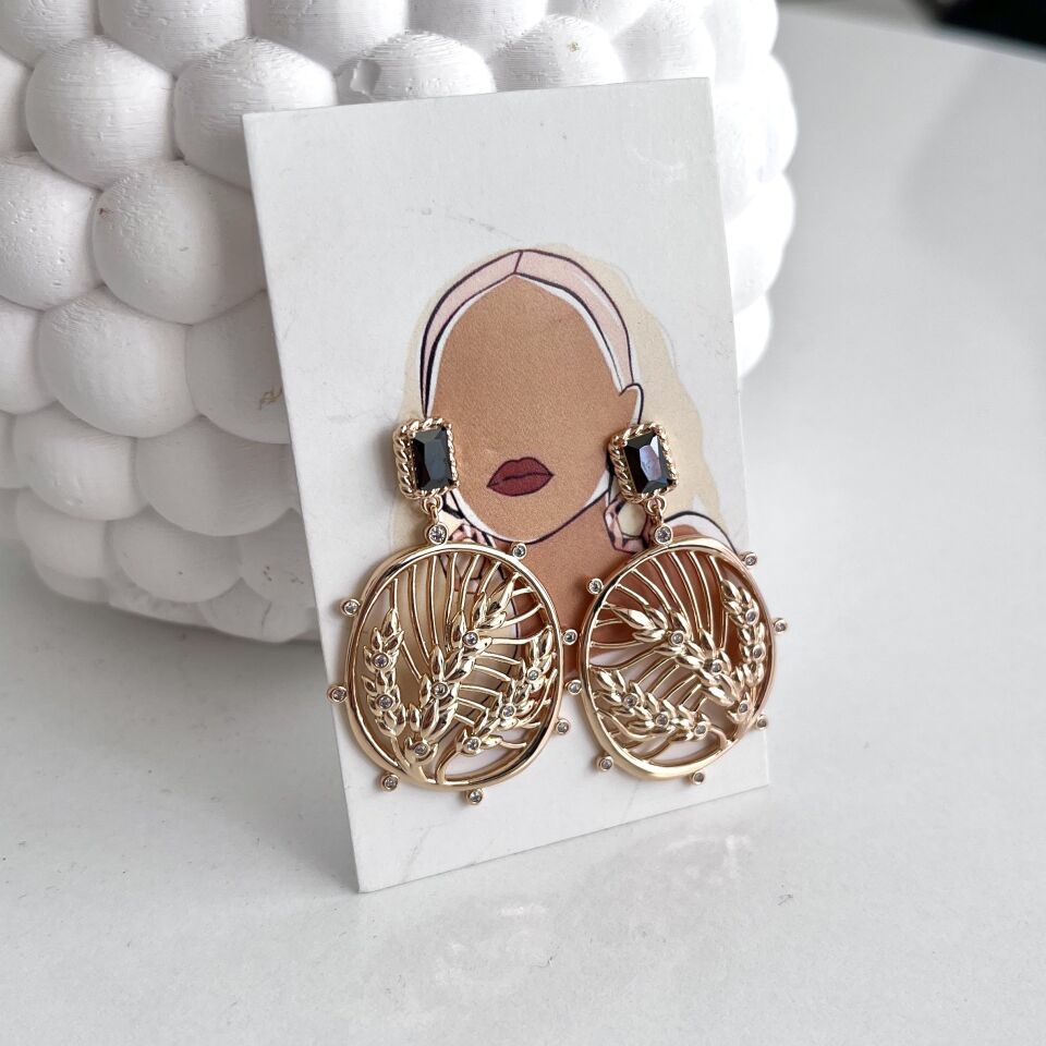 Xuping Siyah Taşlı Küpe