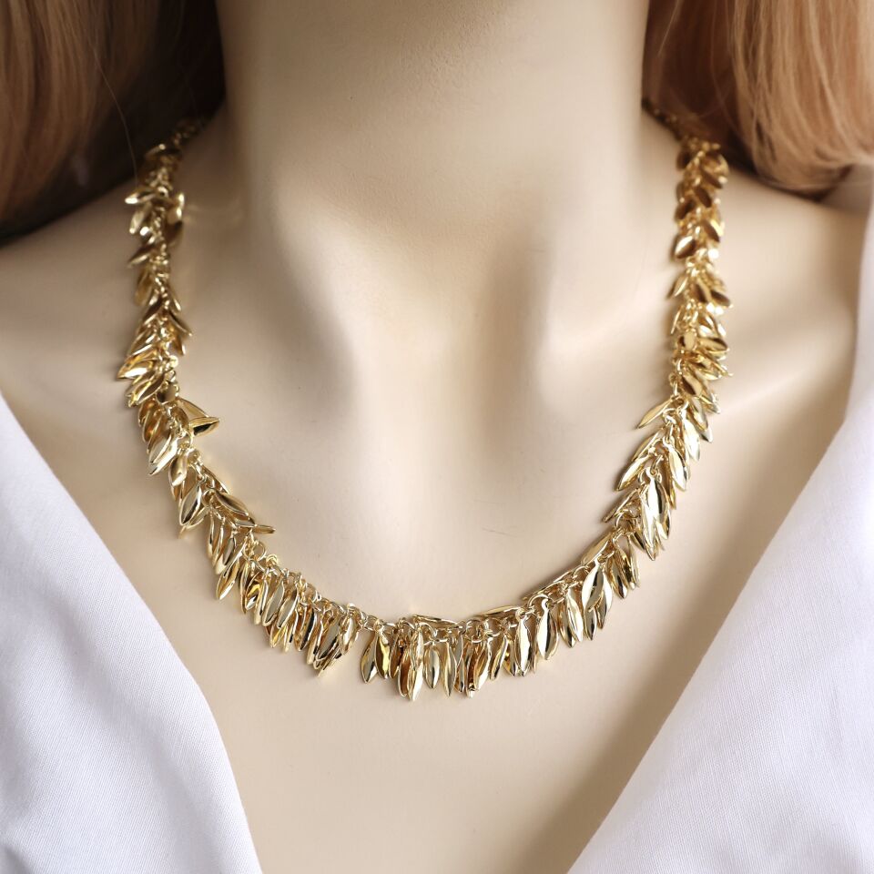 İthal Sallantılı Yaprak Kolye