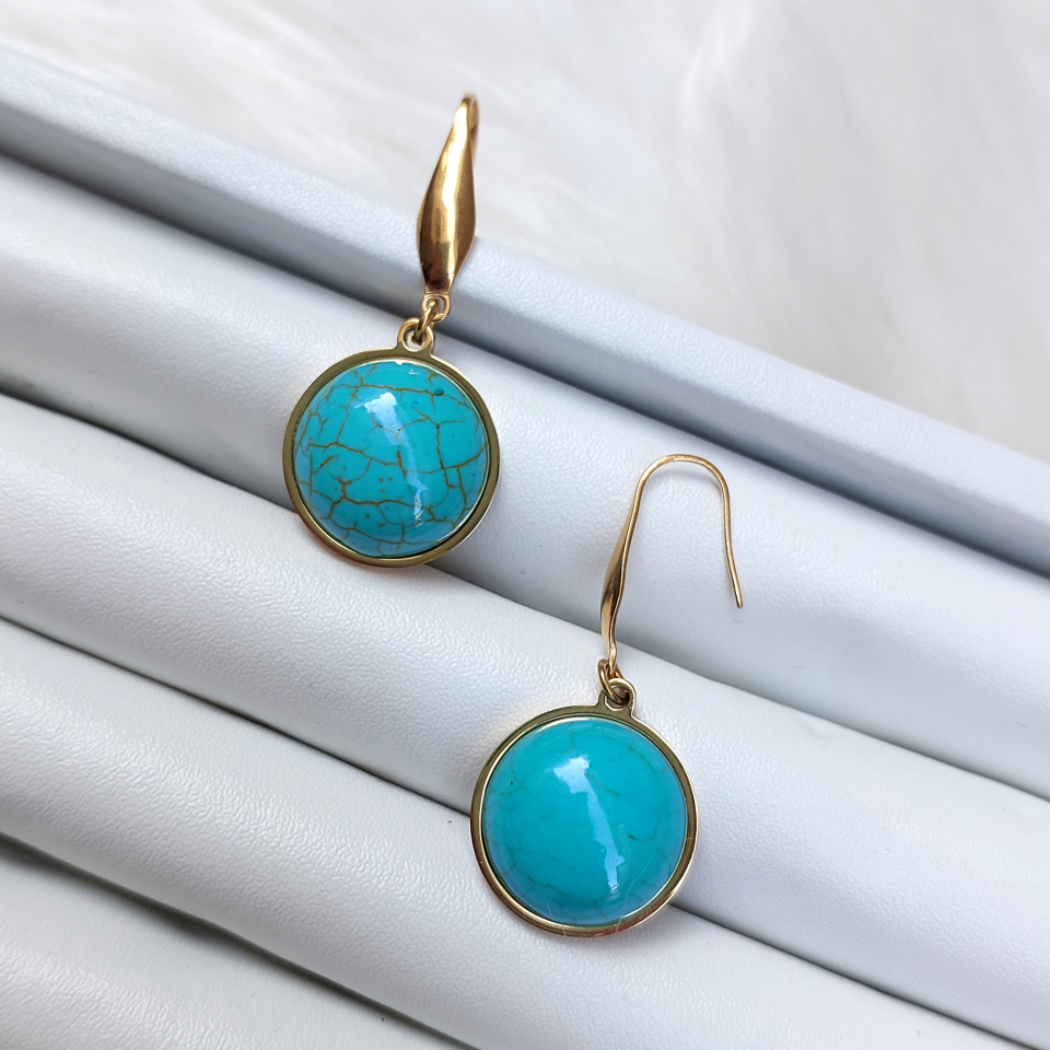 Çelik Turkuaz Taşı Küpe