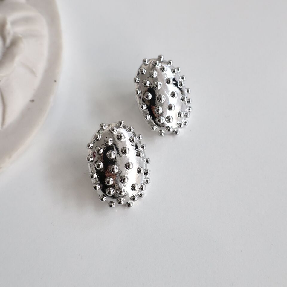 Çelik Dokulu Oval Küpe