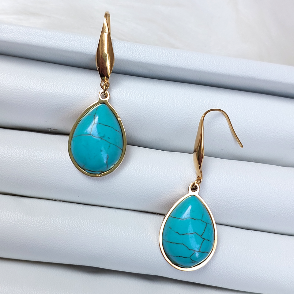 Çelik Turkuaz Taşı Küpe