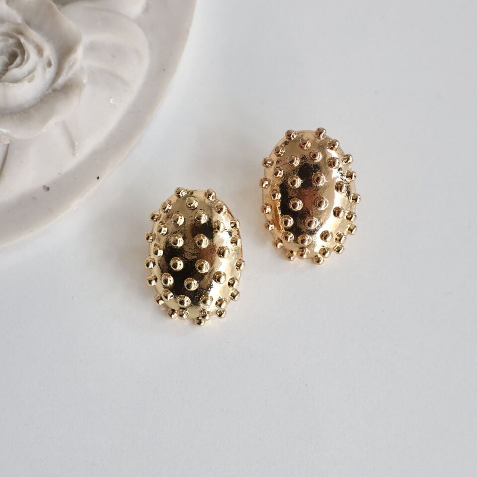 Çelik Dokulu Oval Küpe