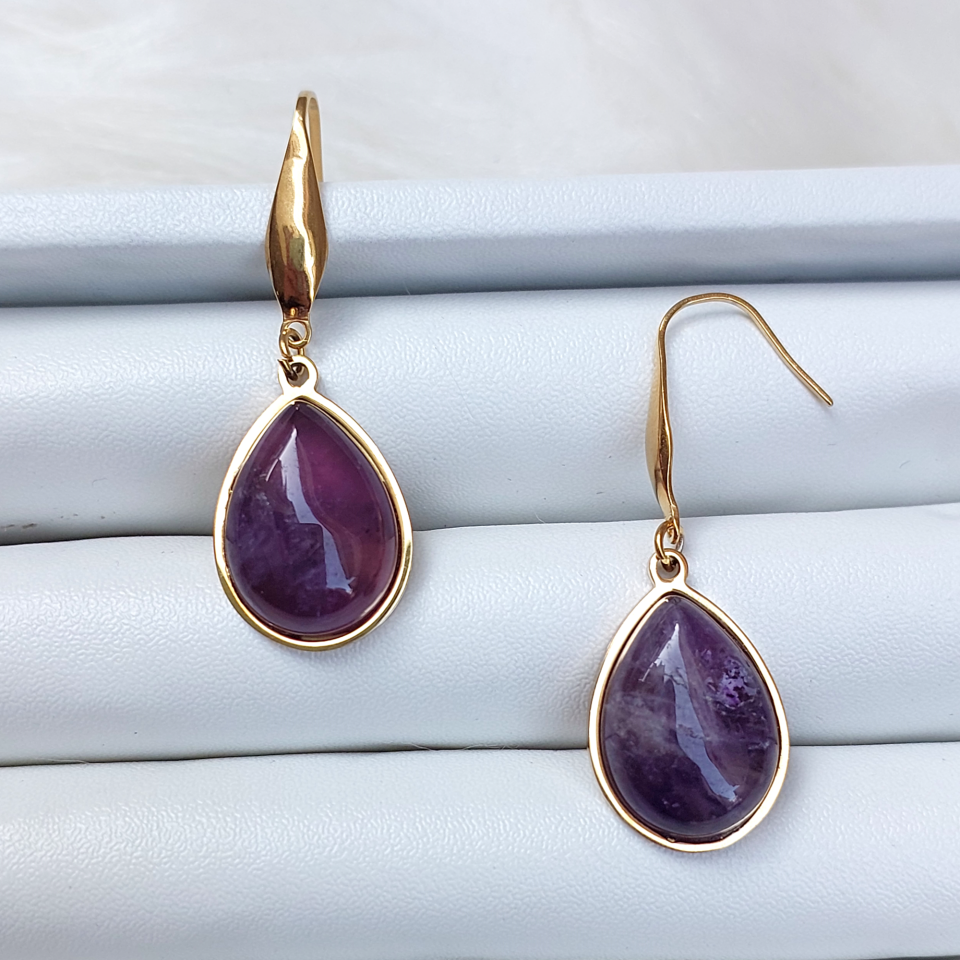 Çelik Ametist Küpe