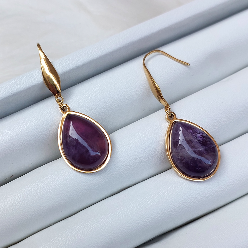 Çelik Ametist Küpe