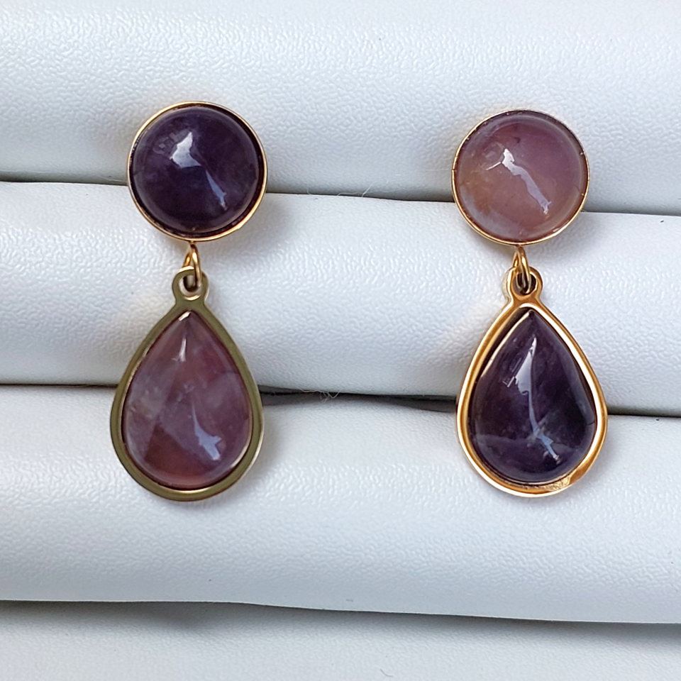 Çelik Ametist Küpe