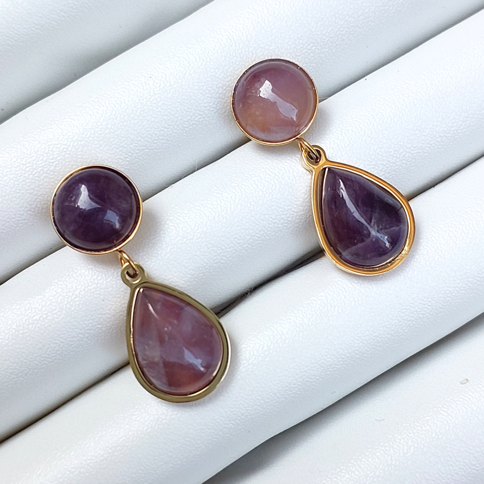 Çelik Ametist Küpe