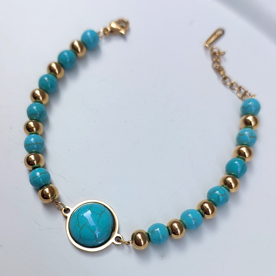 Çelik Turkuaz Taşı Bileklik