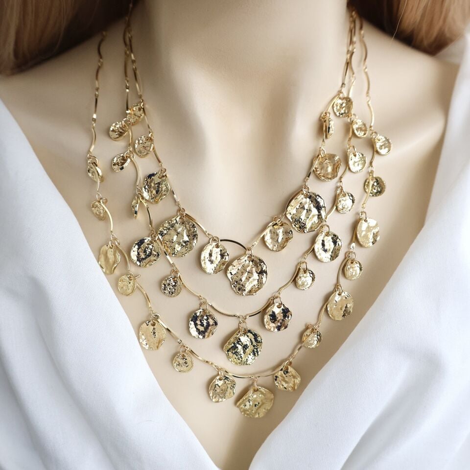 Zara Model Üçlü Pul Kolye