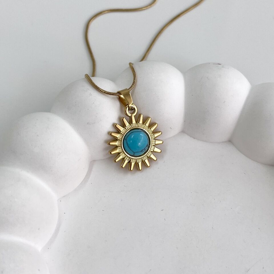 Çelik Turkuaz Taşı Kolye