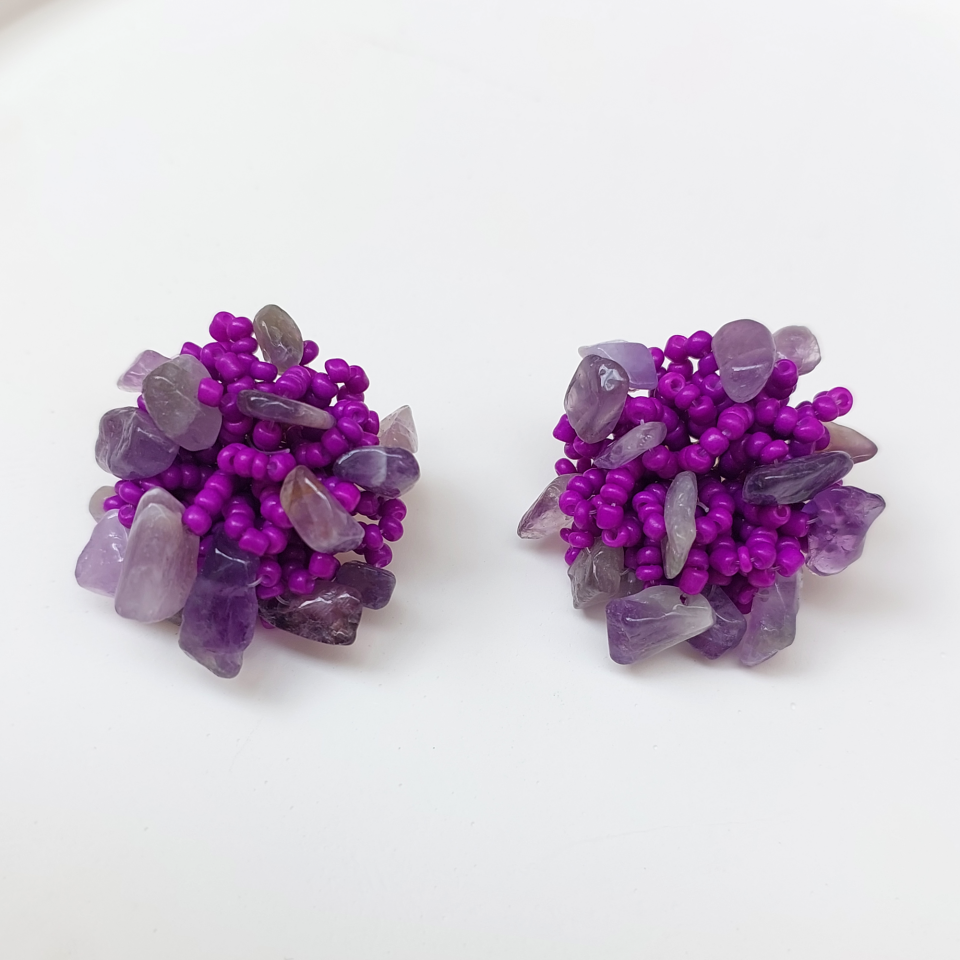 Ametist Taşı Miyuki Küpe