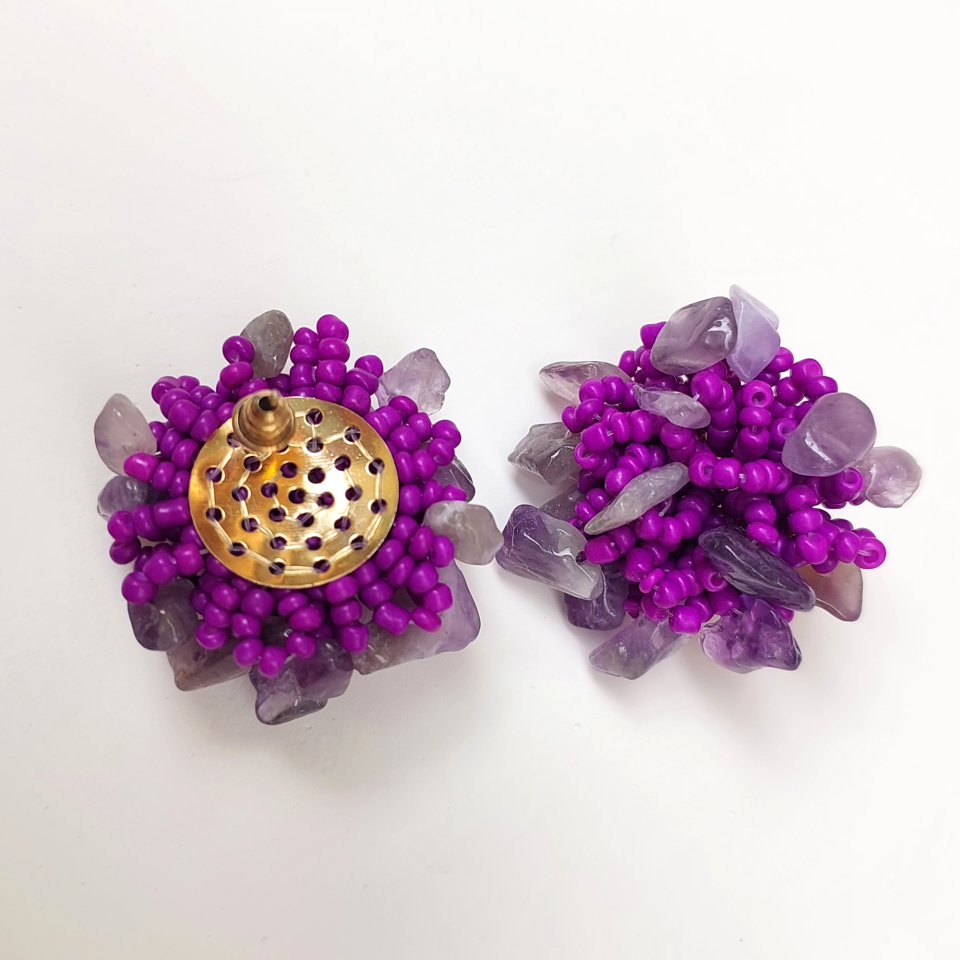 Ametist Taşı Miyuki Küpe