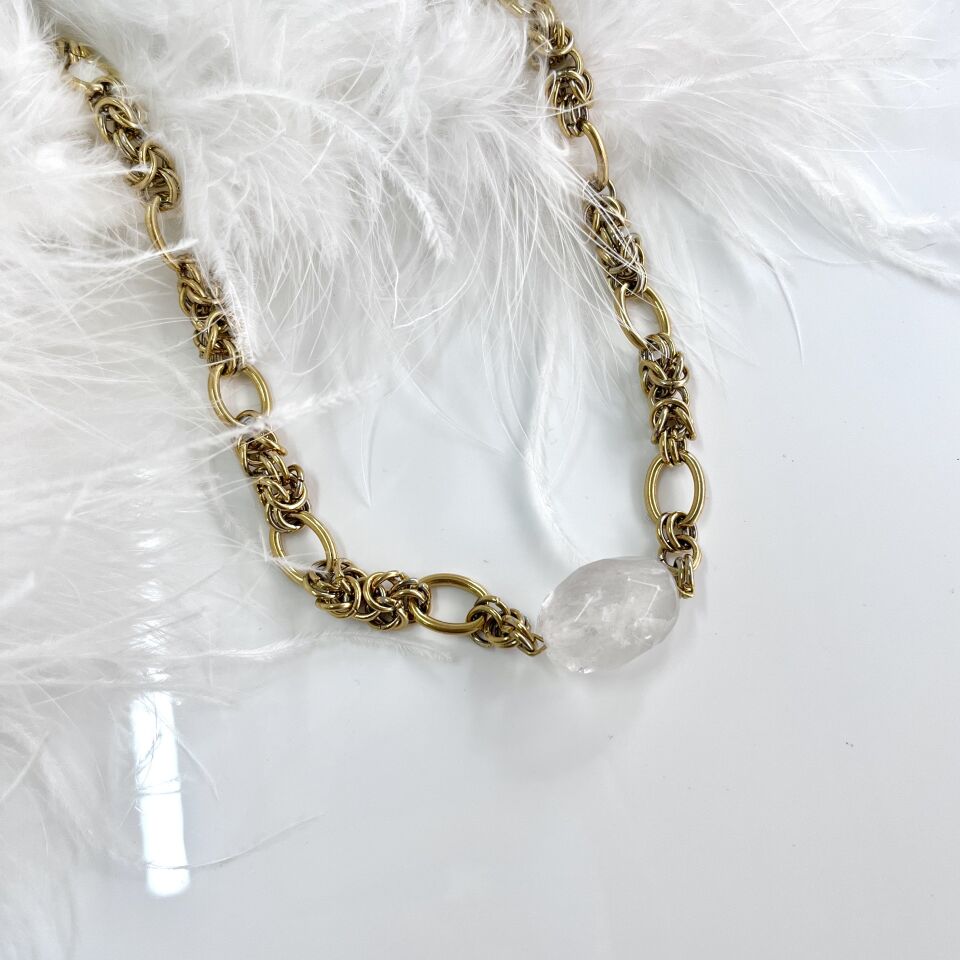 Çelik Kristal Kuvars Kolye