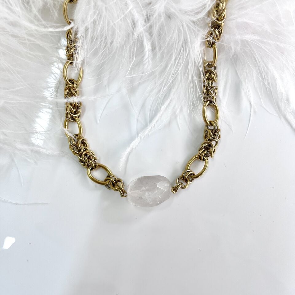 Çelik Kristal Kuvars Kolye