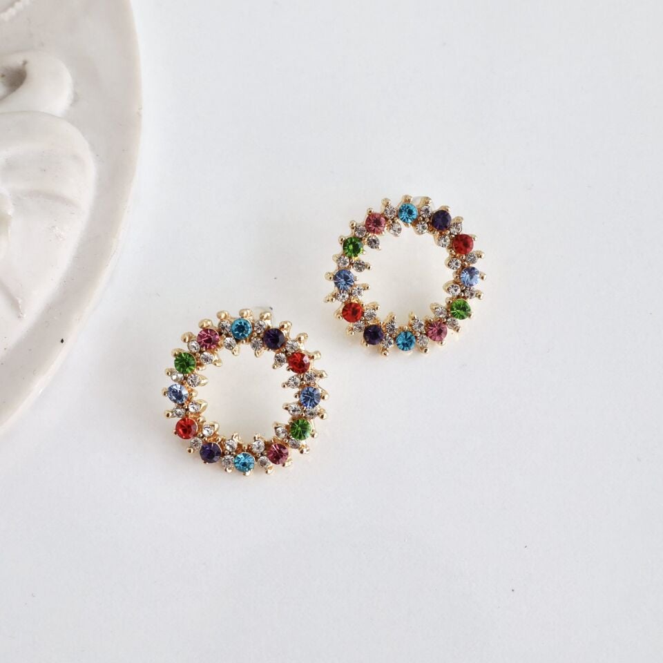 Zirkon Taşlı Renkli Küpe