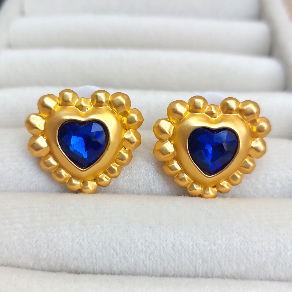 İthal Lacivert Kalp Küpe