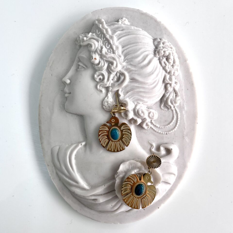 Çelik Taşlı Kuş Küpe