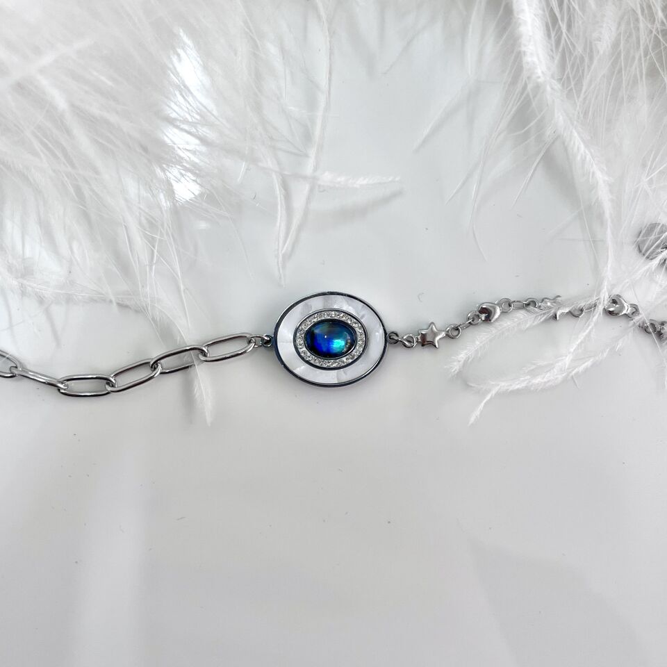 Çelik Sedef Taşı Bileklik