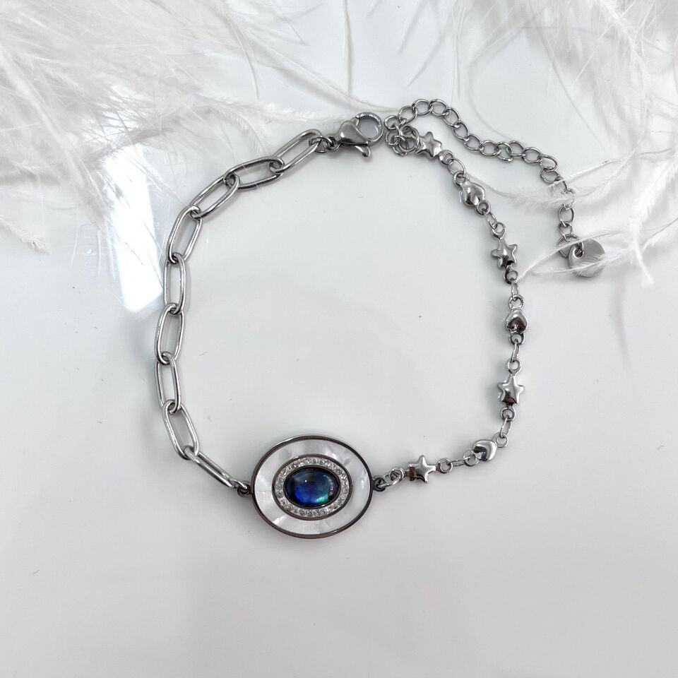 Çelik Sedef Taşı Bileklik