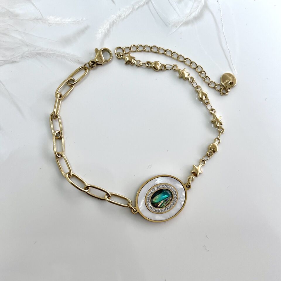 Çelik Sedef Taşı Bileklik