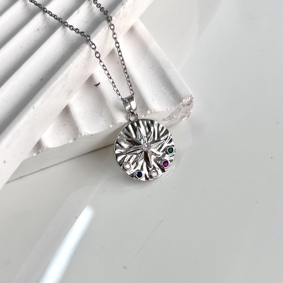 Çelik Taşlı Yıldız Kolye