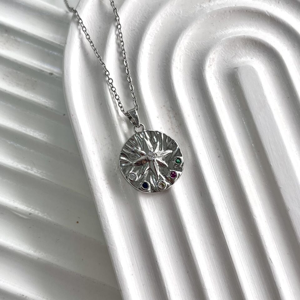 Çelik Taşlı Yıldız Kolye