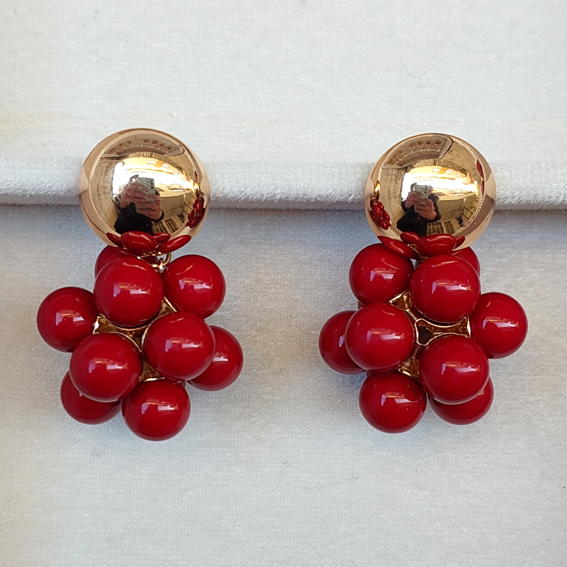 Kırmızı Top Küpe