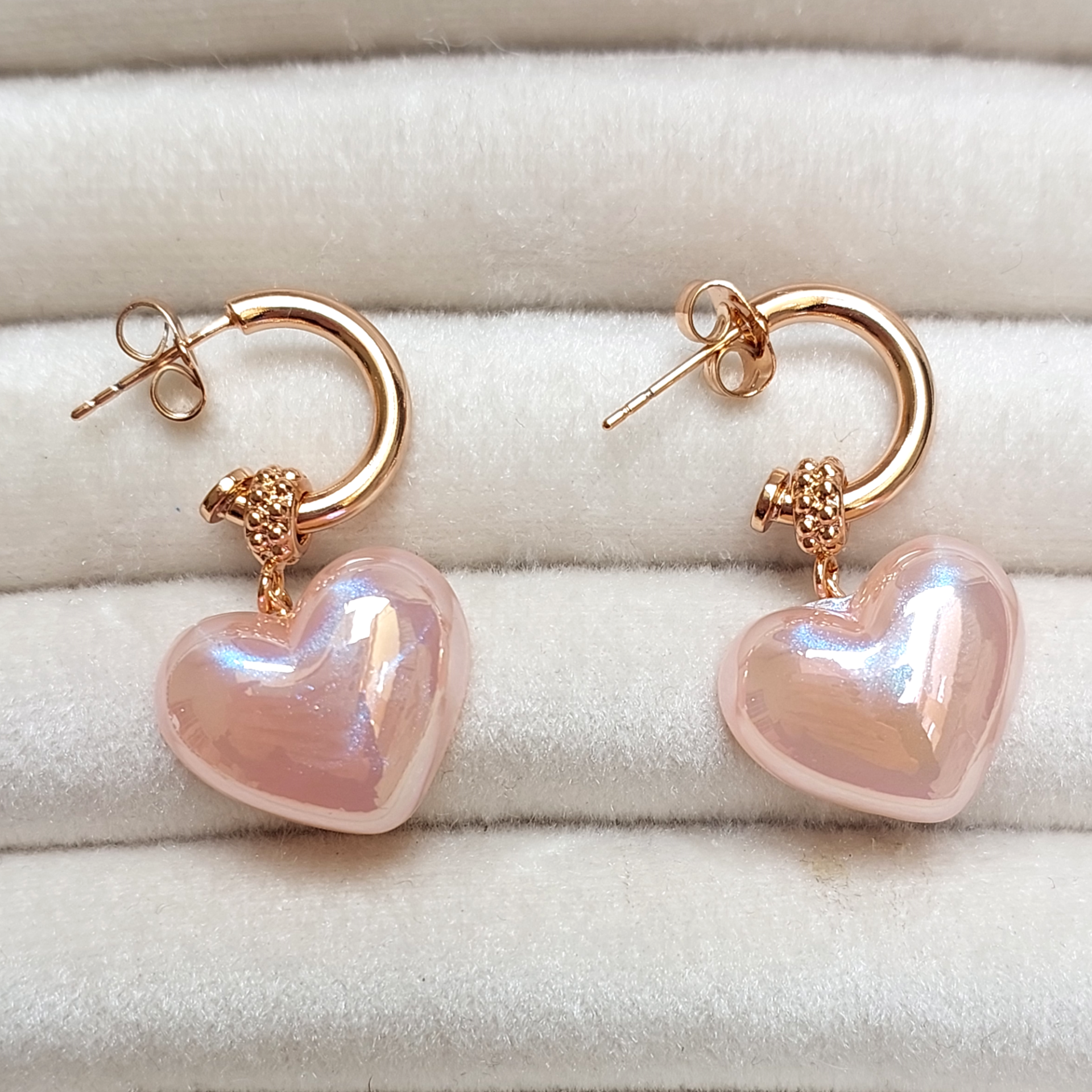 Xuping Pembe Kalp Küpe